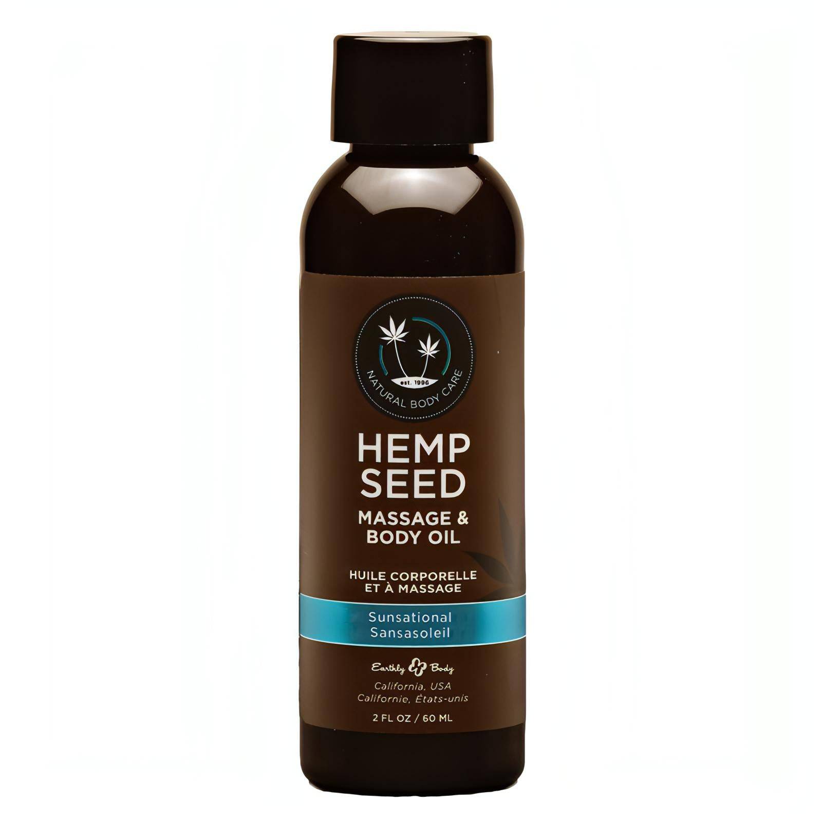 Hemp Seed Massage & Body Oil - Sunsational (Italian Bergamot, Juniper Berries & White Wood) Scented - 59 ml Bottle - Btantalized.com.au