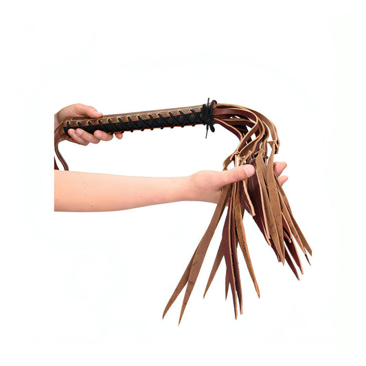 OUCH! Italian Leather 12 Stylish Tails & 12 Inch handle -  84 cm Flogger Whip - Btantalized.com.au