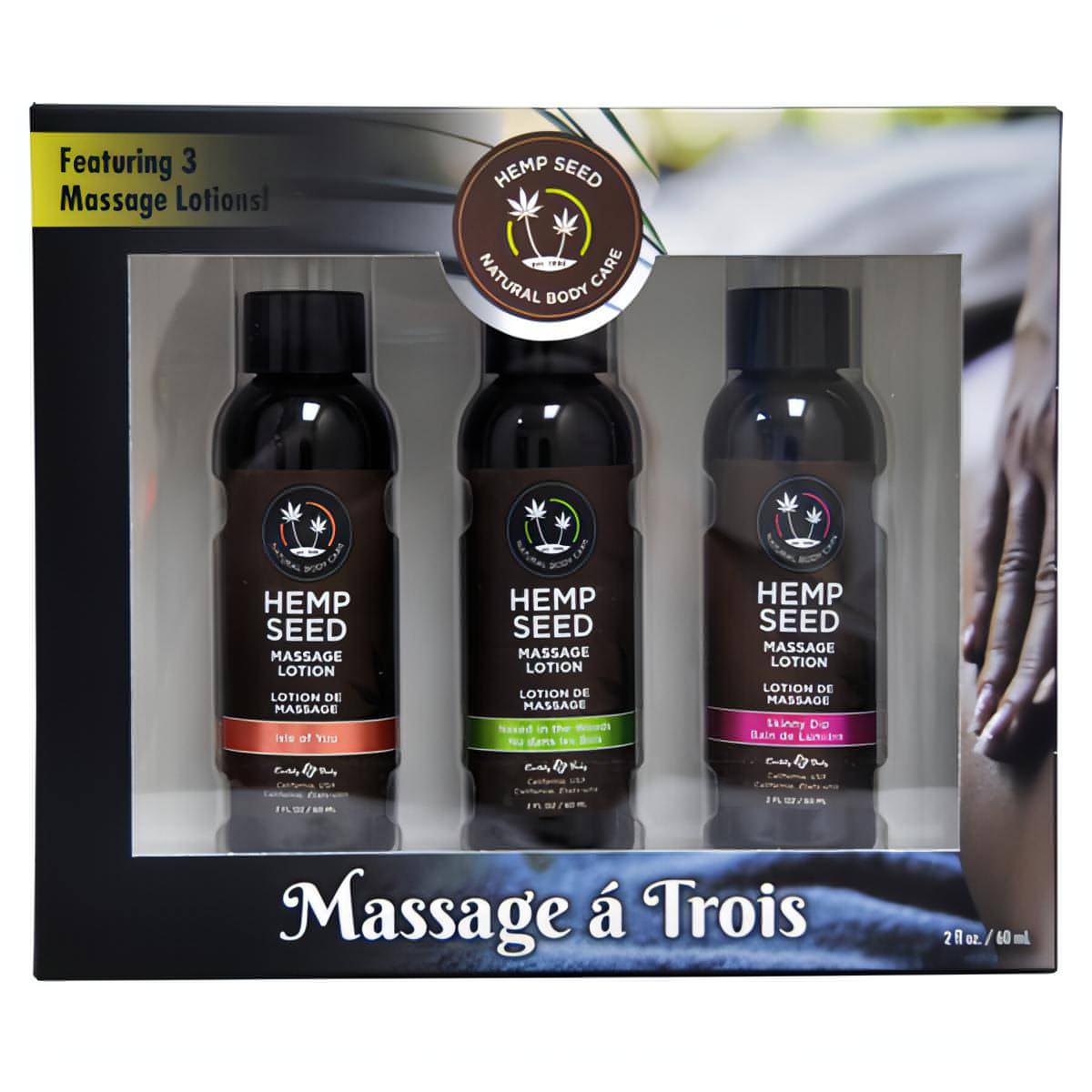 Hemp Seed Massage A Trois - Scented Massage Lotion Kit - 3 Bottle Set - Btantalized.com.au