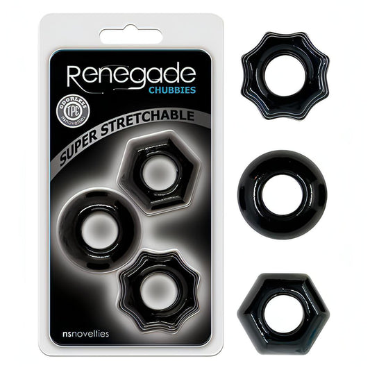 Renegade Chubbies - Black Cock Rings - Set of 3 - Btantalized.com.au