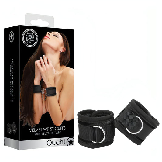 OUCH! Velvet & Velcro Adjustable Handcuffs -  Restraints - Btantalized.com.au