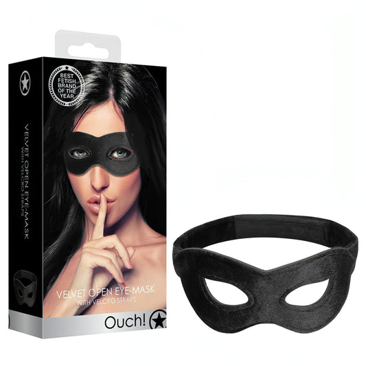 Ouch! Velvet & Velcro Adjustable Open Eye Mask -  Restraint - Btantalized.com.au
