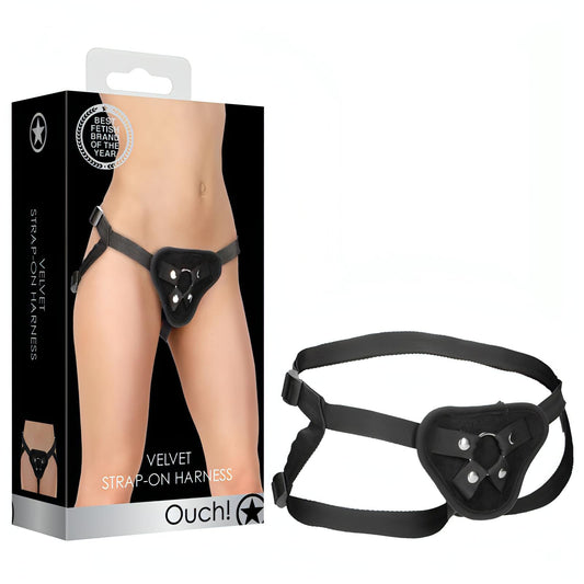 OUCH! Velvet & Velcro Adjustable Harness with O-Ring -  Strap-On Harness (No Probe Included) - Btantalized.com.au