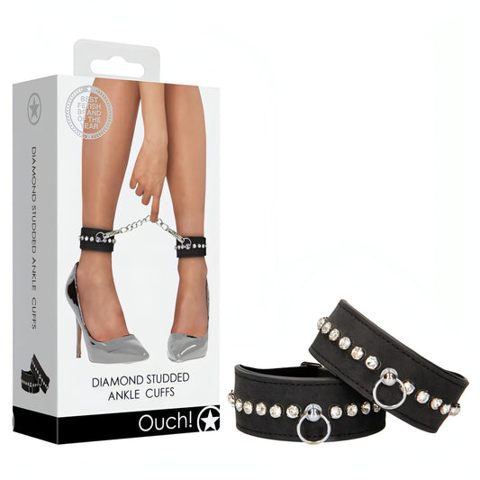 OUCH! Diamond Studded Ankle Cuffs -  Leg Restraints - Btantalized.com.au