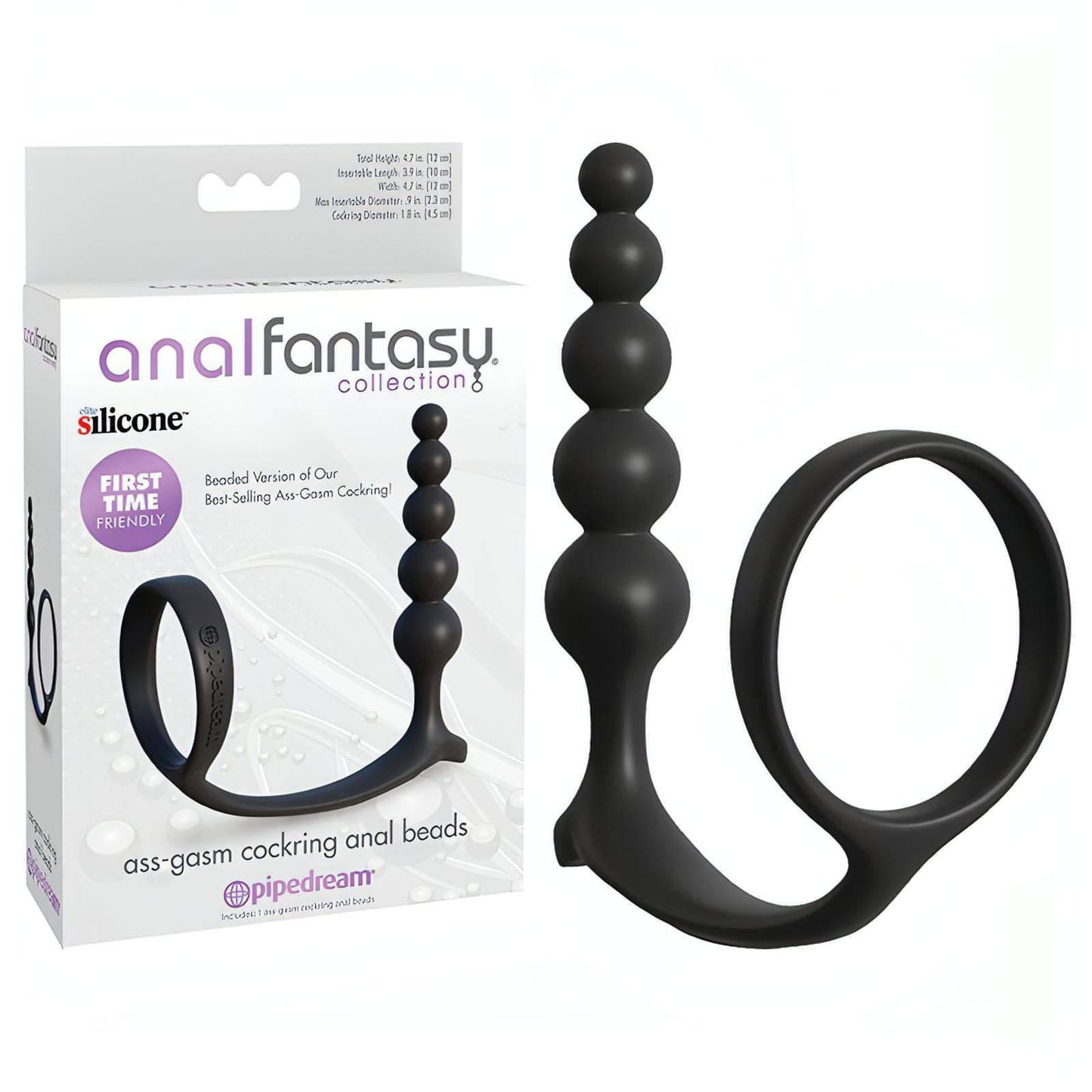 Anal Fantasy Collection Ass-Gasm Cockring Anal Beads -  Cock Ring with Anal Plug - Btantalized.com.au