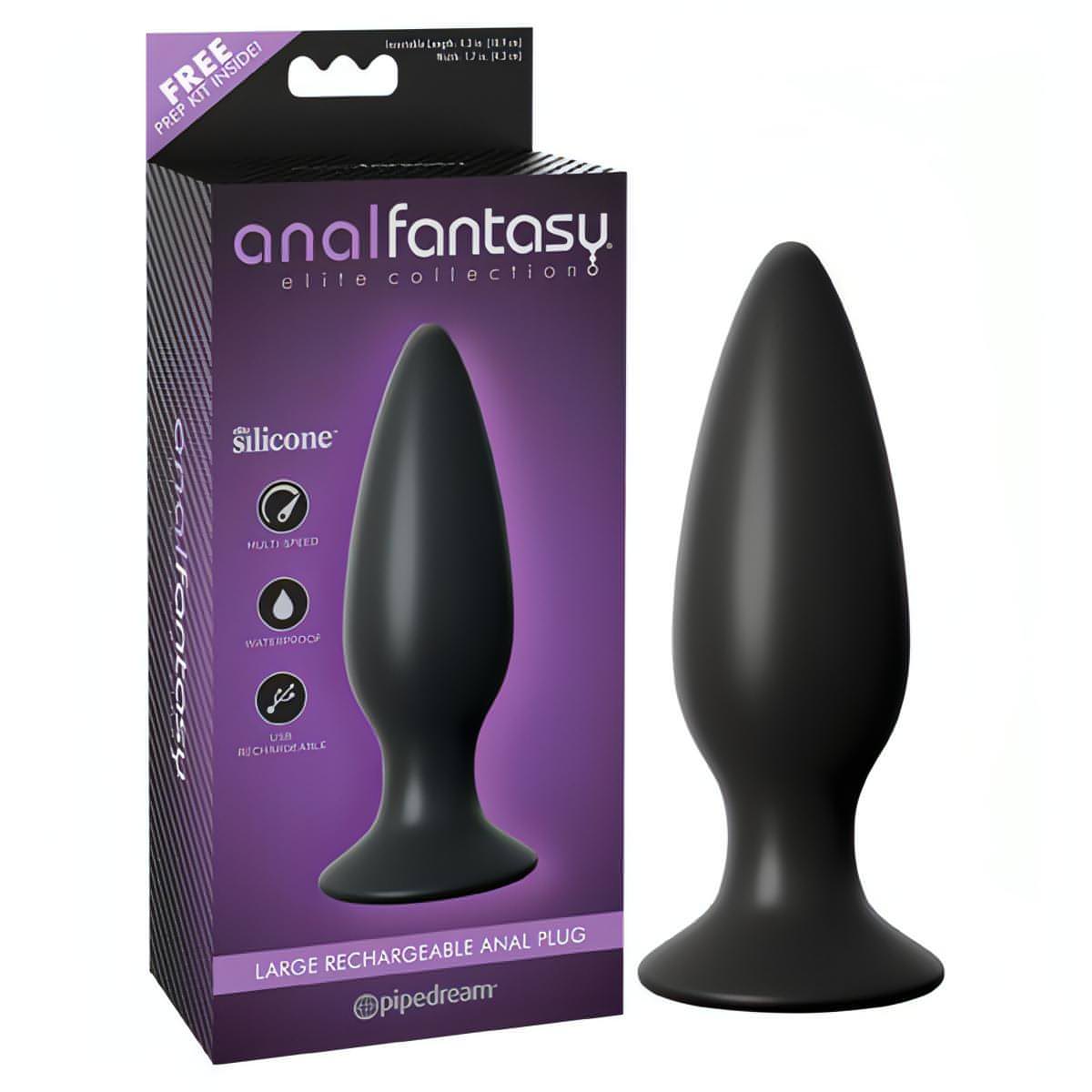 Anal Fantasy Elite Collection Large Rechargeable Anal Plug -  13.5 cm (5.3'') USB Rechargeable Vibrating Butt Plug - Btantalized.com.au