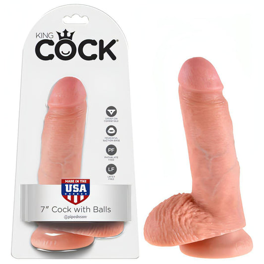 King Cock 7'' Cock With Balls -  17.8 cm (7'') Dong - Btantalized.com.au