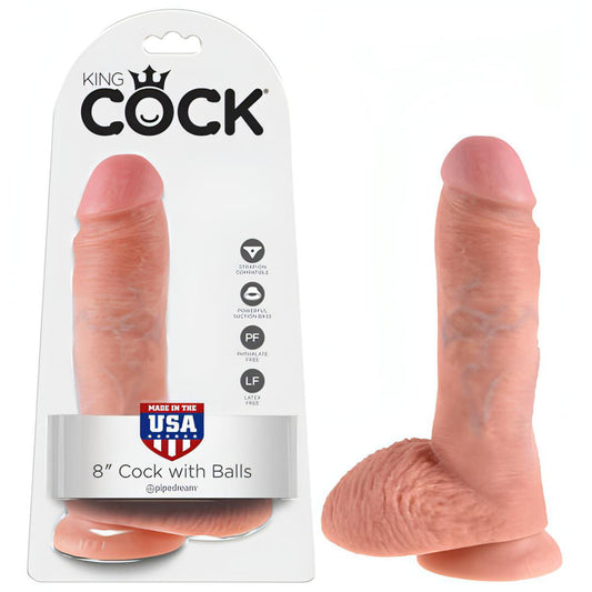 King Cock 8'' Cock With Balls -  20.3 cm (8'') Dong - Btantalized.com.au