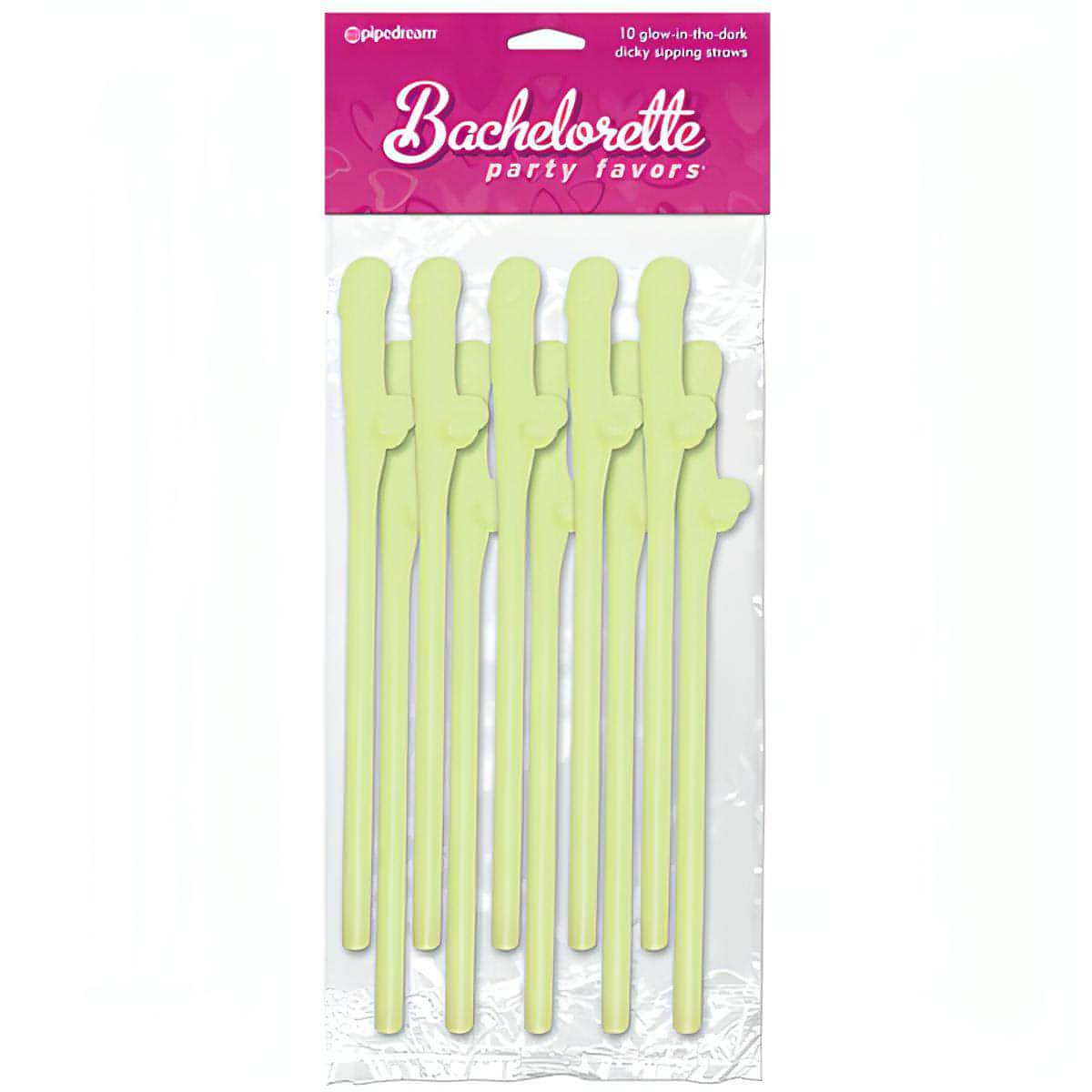 Bachelorette Party Favors - Dicky Sipping Straws - Glow in the Dark Straws - Set of 10 - Btantalized.com.au