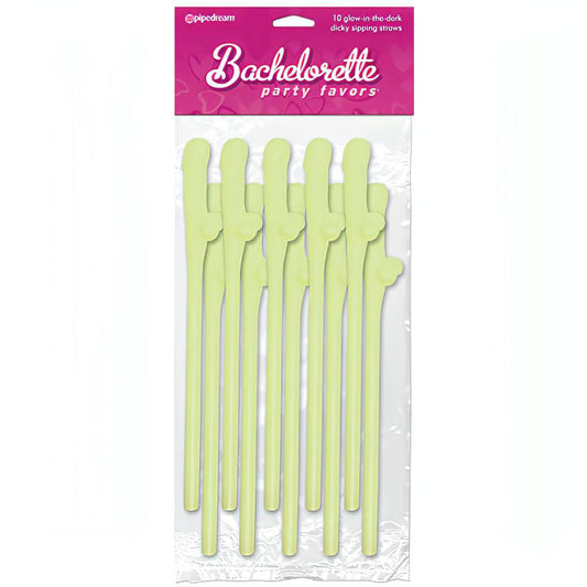 Bachelorette Party Favors - Dicky Sipping Straws - Glow in the Dark Straws - Set of 10 - Btantalized.com.au