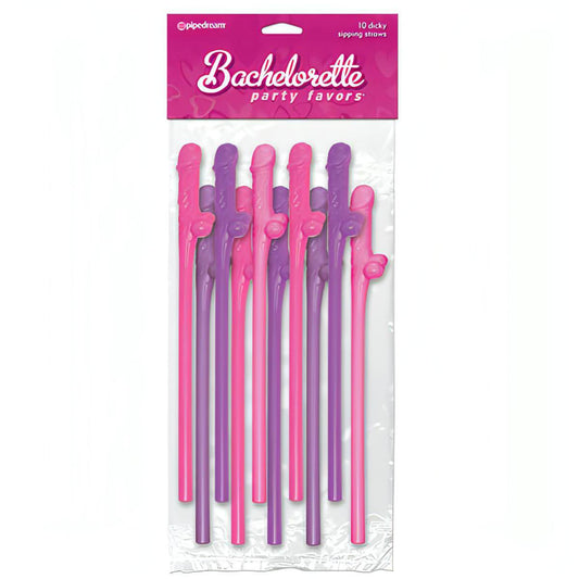 Bachelorette Party Favors - Dicky Sipping Straws - Coloured Straws - Set of 10 - Btantalized.com.au