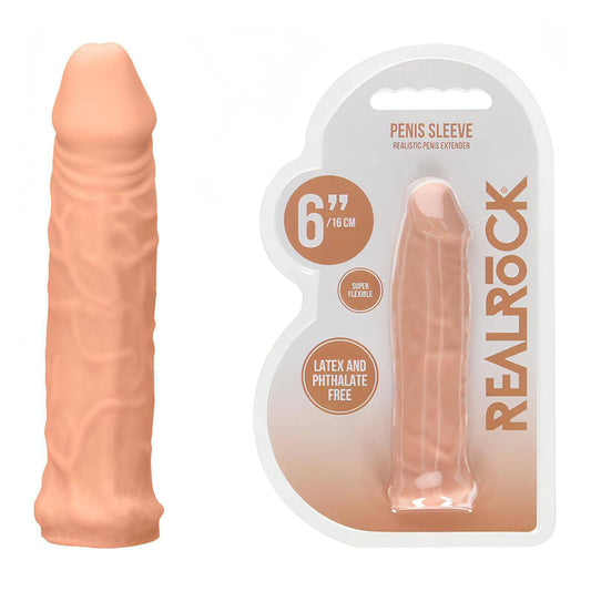 REALROCK 6'' Realistic Penis Sleeve -  15.2 cm Penis Extension Sleeve - Btantalized.com.au