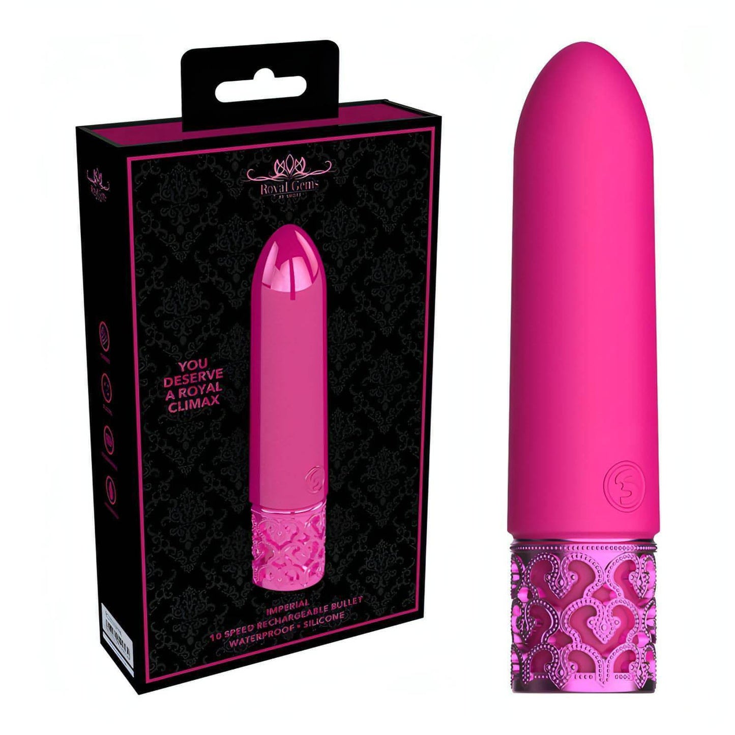 ROYAL GEMS Imperial - Silicone Rechargeable Bullet -  10 cm USB Rechargeable Bullet - Btantalized.com.au