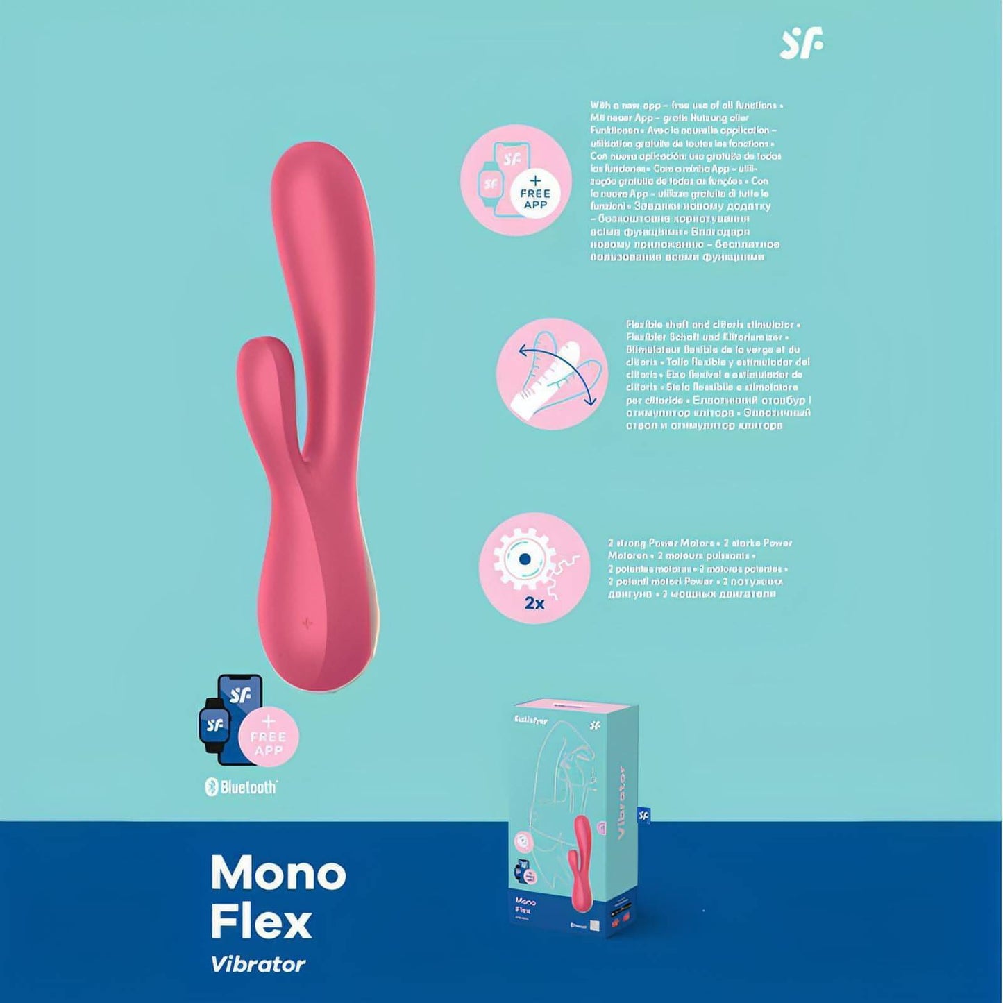 Satisfyer Mono Flex -  App Controlled USB Rechargeable Rabbit Vibrator - Btantalized.com.au