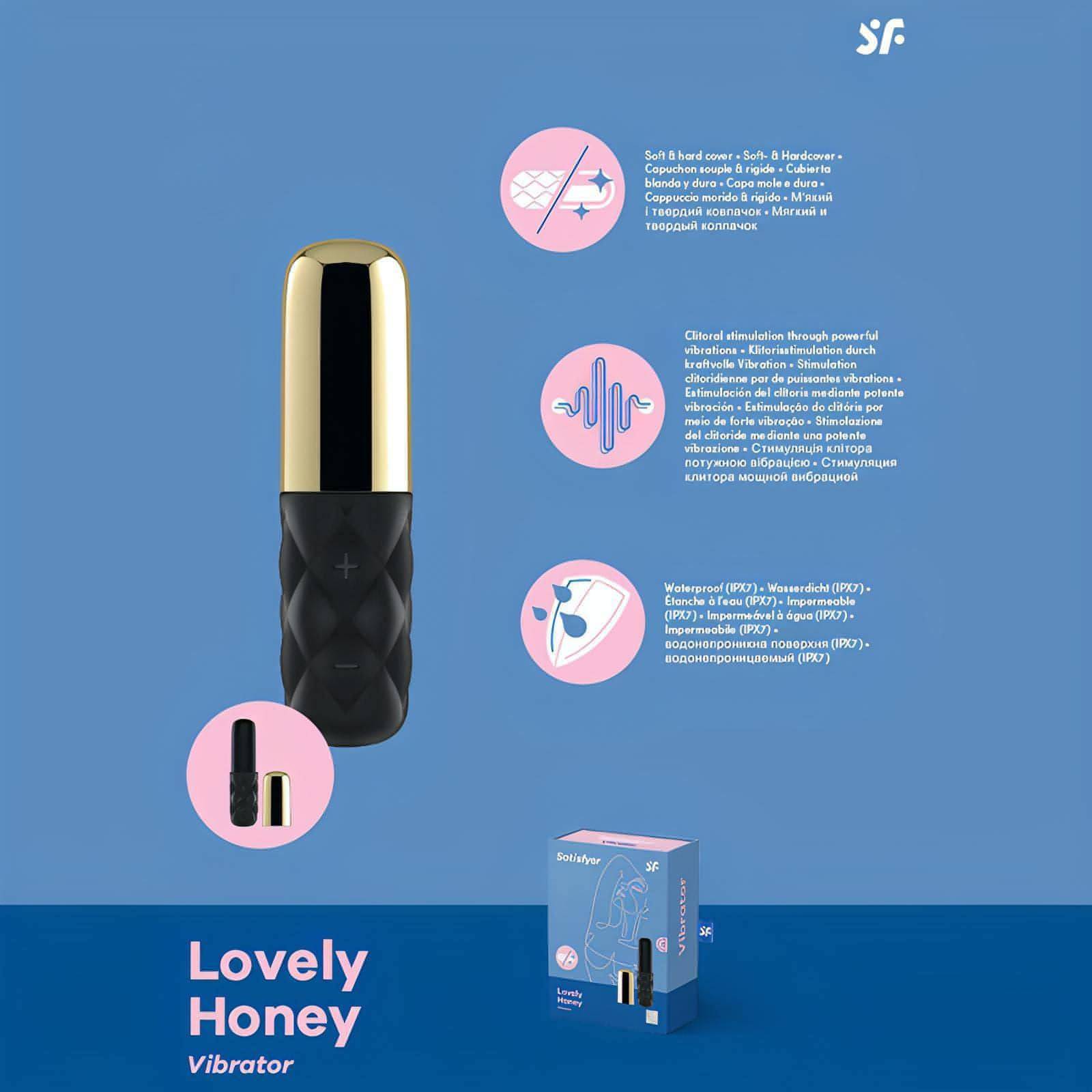Satisfyer Mini Lovely Honey - Gold/Black USB Rechargeable Mini Vibrator - Btantalized.com.au