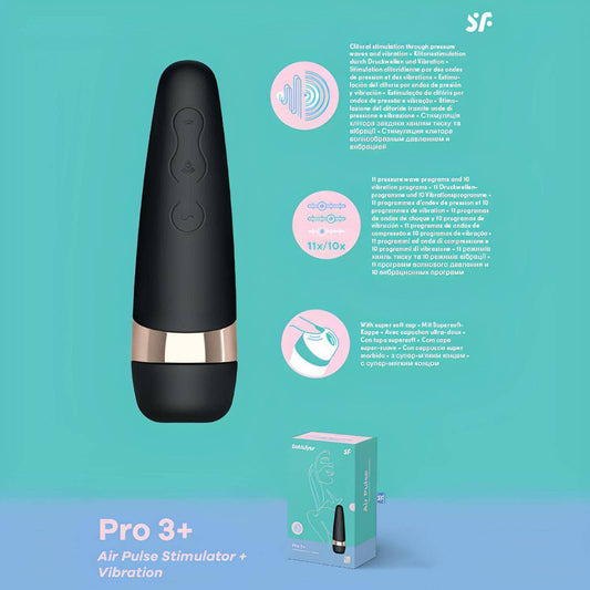Satisfyer Pro 3+ - Touch-Free USB-Rechargeable Clitoral Stimulator with Vibration - Btantalized.com.au