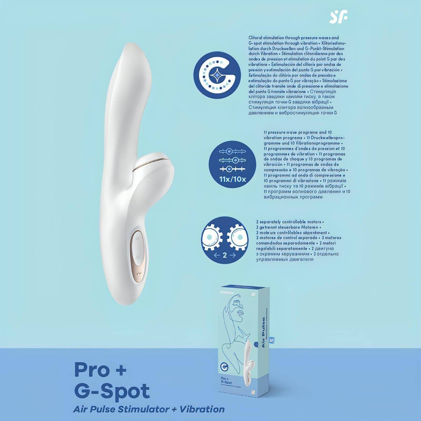 Satisfyer Pro + G-Spot -  22 cm USB Rechargeable Rabbit Vibrator with Touch-Free Clitoral Stimulator - Btantalized.com.au