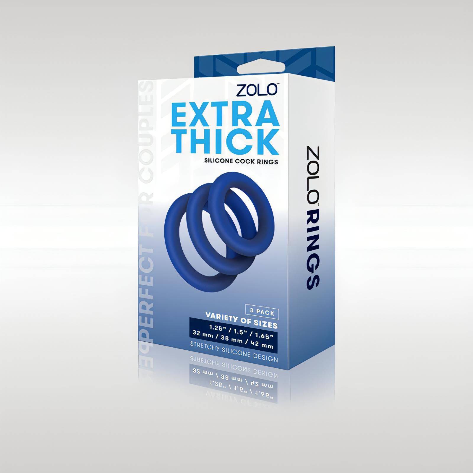 Zolo Extra Thick Silicone Cock Rings 3-Pack -  Thick Cock Rings - Set of 3 Sizes - Btantalized.com.au