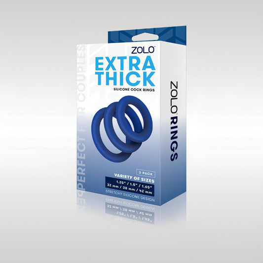 Zolo Extra Thick Silicone Cock Rings 3-Pack -  Thick Cock Rings - Set of 3 Sizes - Btantalized.com.au