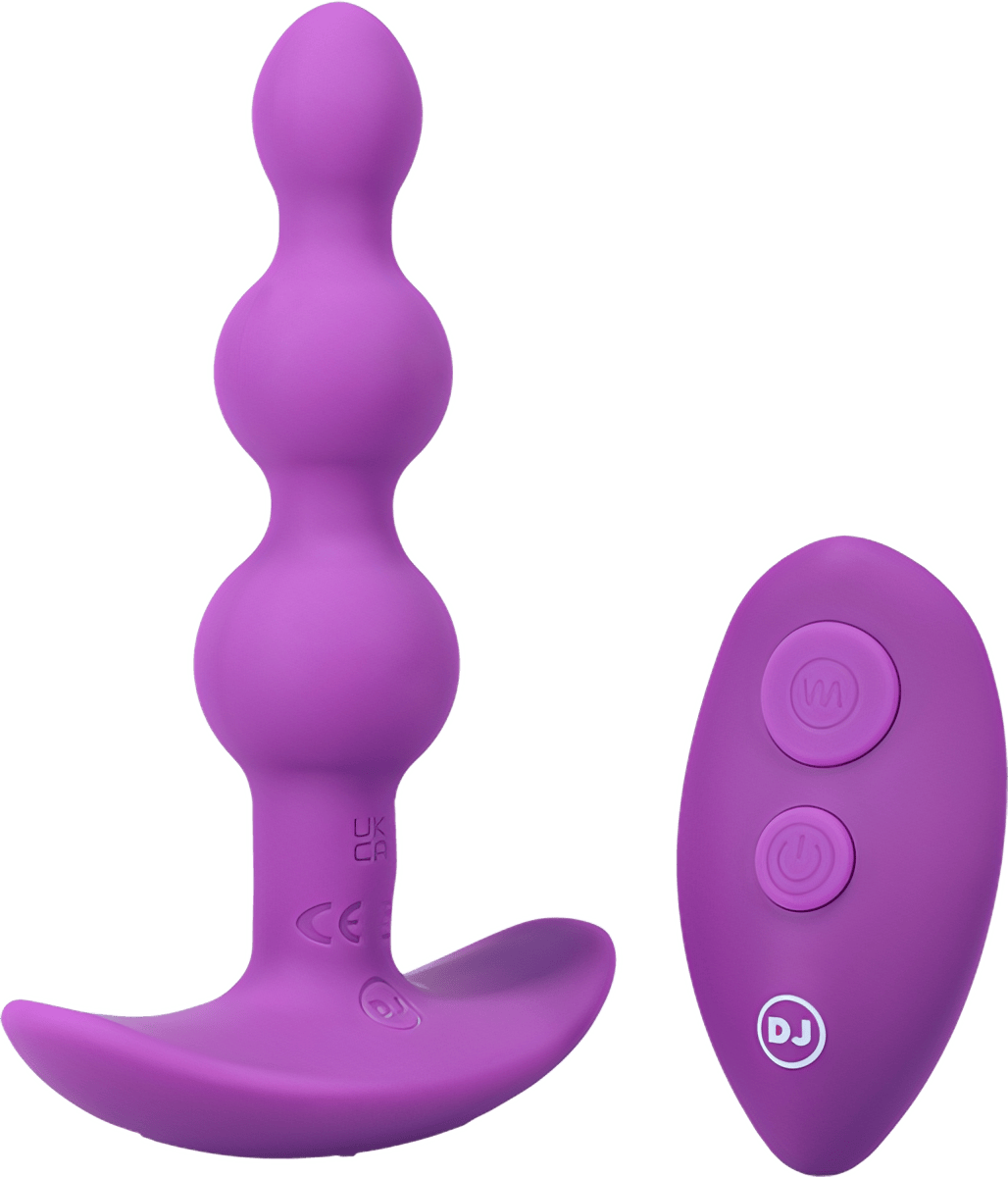 BEADED VIBE - Rechargeable Silicone Anal Plug With Remote - Purple - Btantalized.com.au