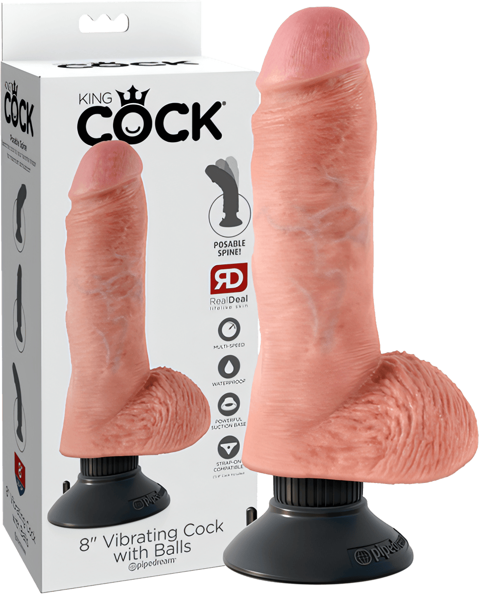8" Vibrating Cock With Balls - Btantalized.com.au