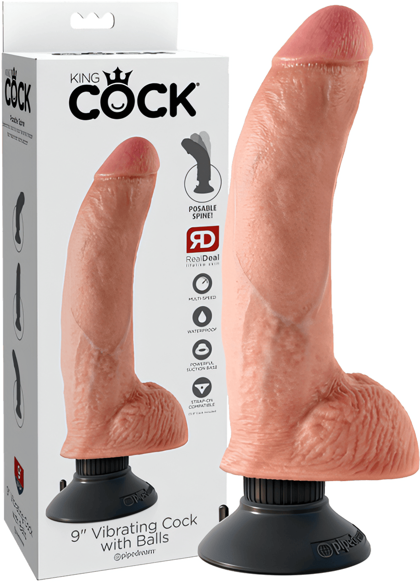 9" Vibrating Cock With Balls - Btantalized.com.au