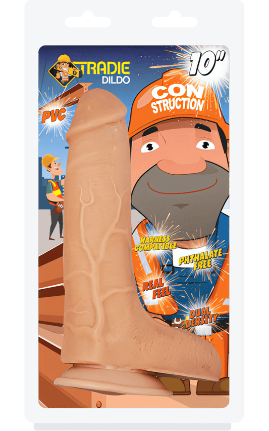Tradie Dildo - Con Struction 10" Flesh - Btantalized.com.au
