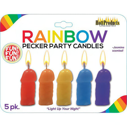 Rainbow Pecker Party Candles 5pk - Btantalized.com.au