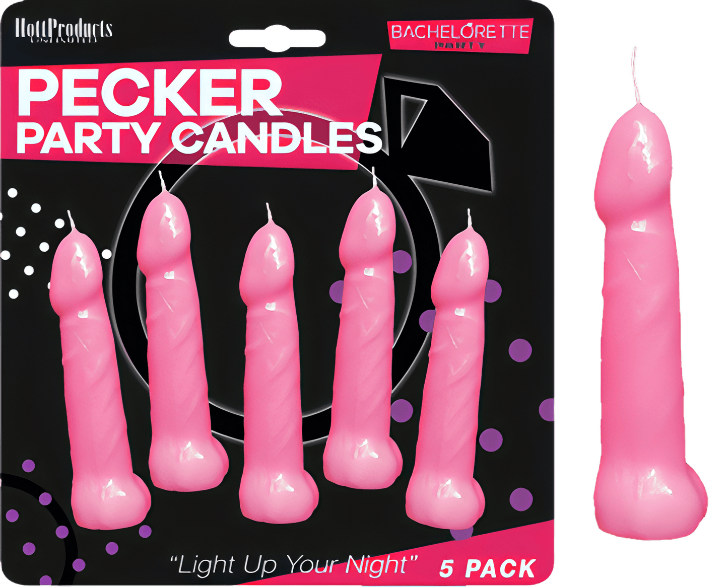 Bachelorette Pecker Party Pink Candles 5pk - Btantalized.com.au