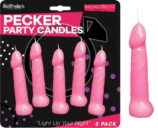 Bachelorette Pecker Party Pink Candles 5pk - Btantalized.com.au