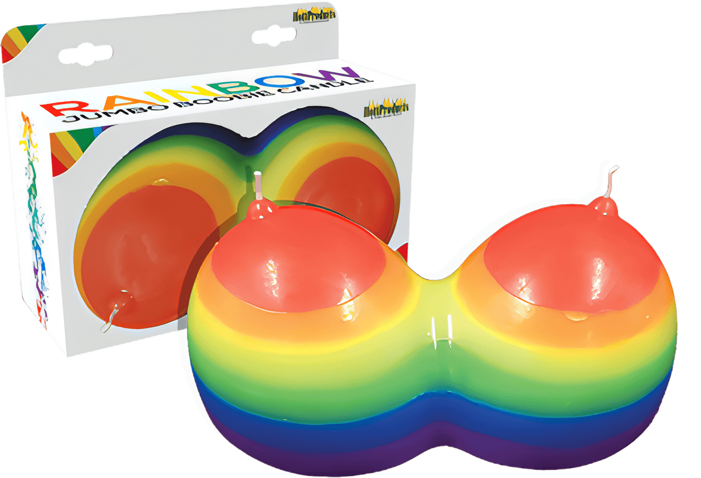 Rainbow Jumbow Boobie Candle - Btantalized.com.au