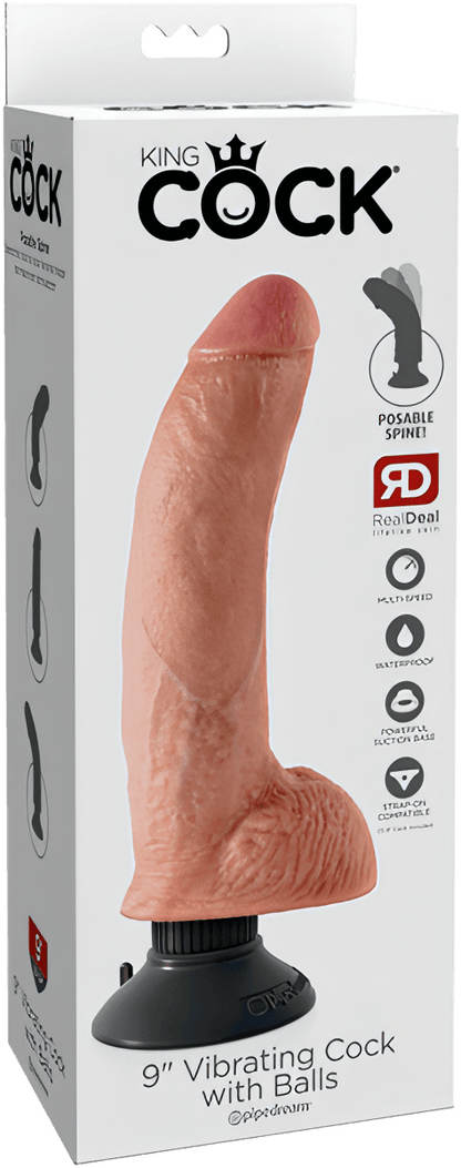 9" Vibrating Cock With Balls - Btantalized.com.au