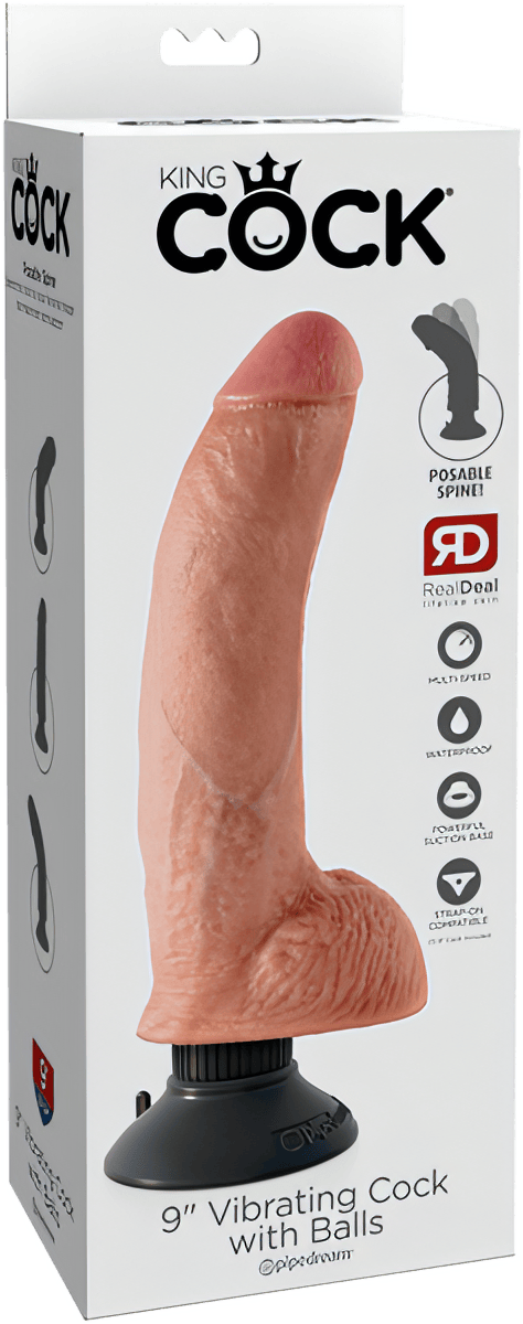 9" Vibrating Cock With Balls - Btantalized.com.au